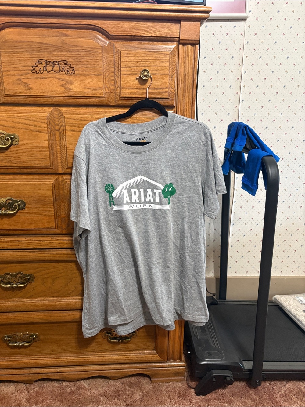 Ariat Gray Tee with White and Green Logo